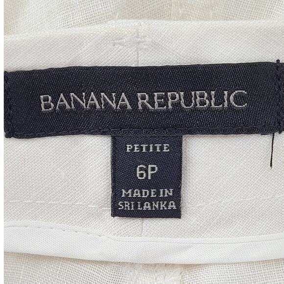 Banana Republic Off‎ White Linen Flat Front Straight Leg - Picture 4 of 16
